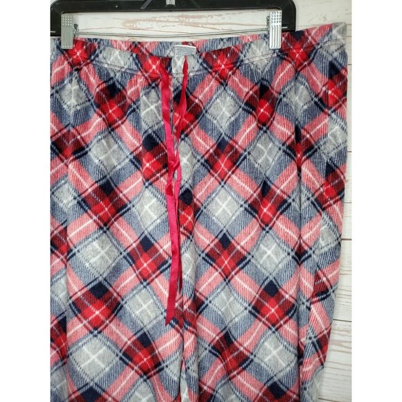 Croft & Barrow Intimates Red Gray XXL Plaid Flannel Fleece Soft Pajama Pants - Picture 3 of 9